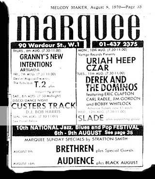 12th August 1970 Marquee large, Melody Maker August 8th 1970