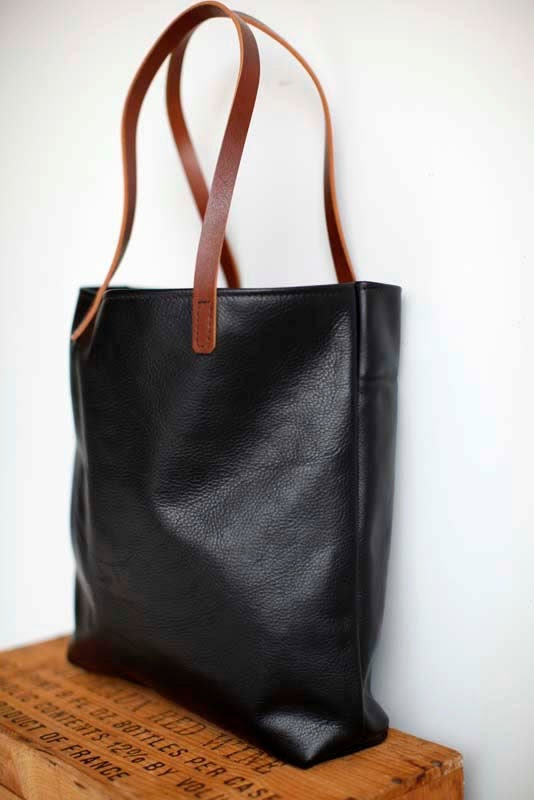 Leather Tote Bag: Tote Bag Brown Leather Strap