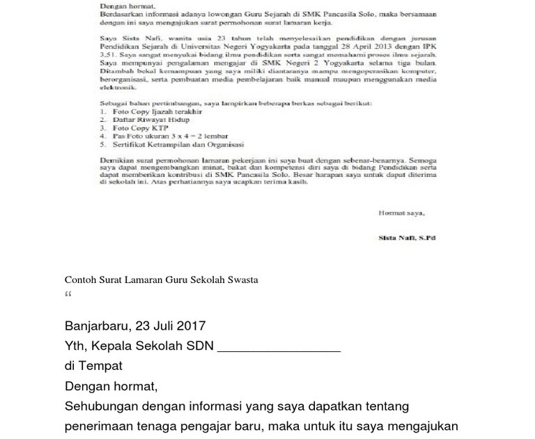 Contoh Surat Lamaran Laundri  Contoh Cv Lamaran Kerja Cook Helper