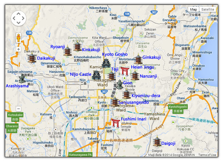 Tourist Spot Kyoto Tourist Map
