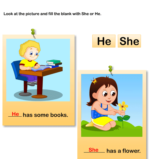 Practice Sheet She Or He Kindergarten : Sight Word Worksheets