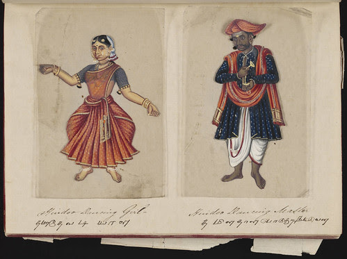Hindoo dancing girl - Hindoo dancing master, Madura, 1837