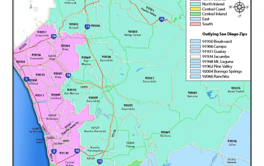 Zip Code Map San Diego Map Of Zip Codes