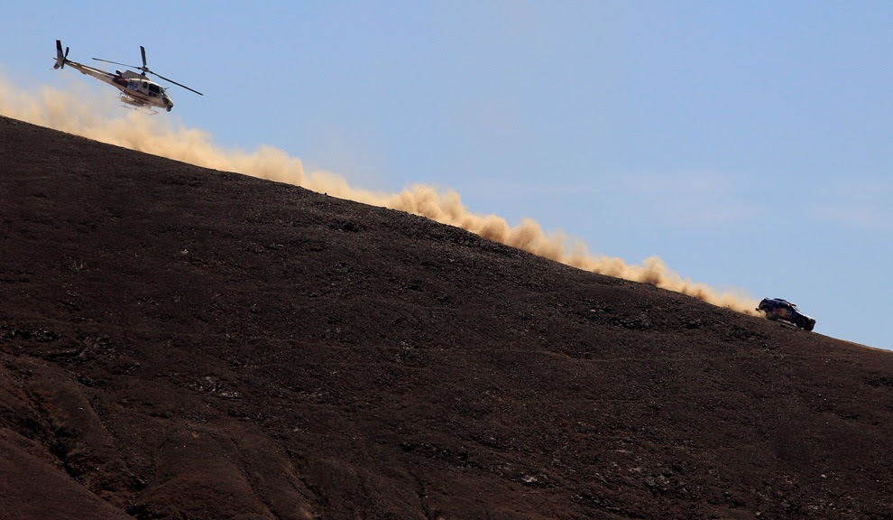 2011 Dakar Rally Racing on the Moon Chased by Helicopters