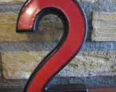 Fun Retro Ceramic '2' (House Number) Mid Century Modern 60s 70s Red Dark Brown Lava Ceramics and Glaze Original Ornament Home Decoration - TeaCupCakeNL Fun Retro Ceramic '2' (House Number) Mid Century Modern 60s 70s Red Dark Brown Lava Ceramics and Glaze Original Ornament Home Decoration - TeaCupCakeNL
