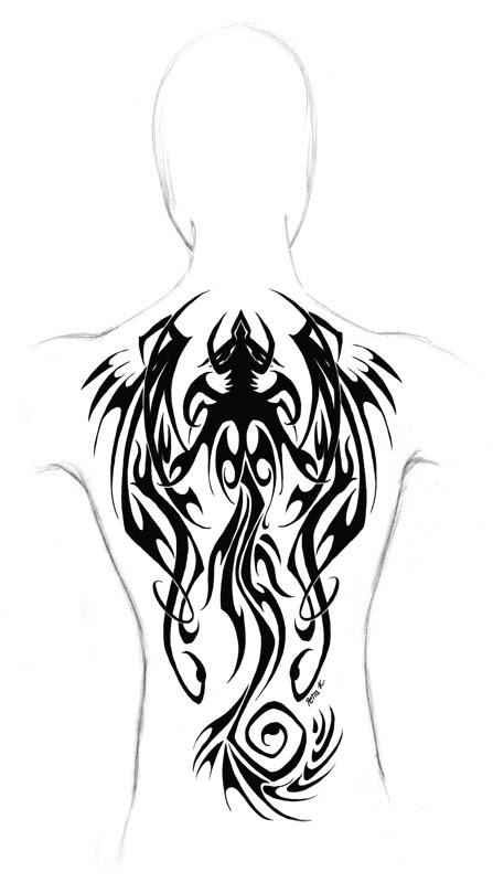 Back tribal dragon tattoo 32 Amazing