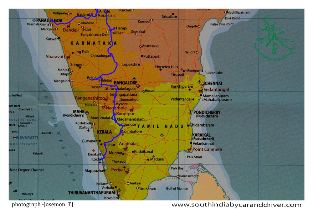 tourist map of tamilnadu and kerala