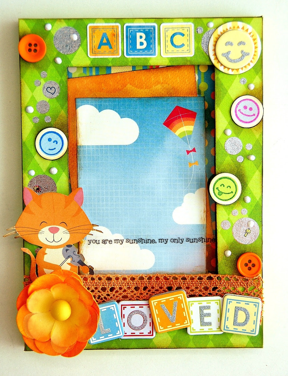Loved Altered Frame by Irene Tan using BoBunny Toy Box collection