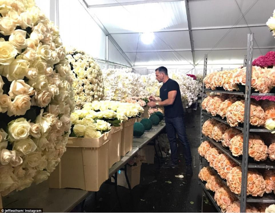 Stunning: The couple were married at the ceremony, which included one million roses, pictured, by Jeff Leatham are likely to have cost at least £200,000.
