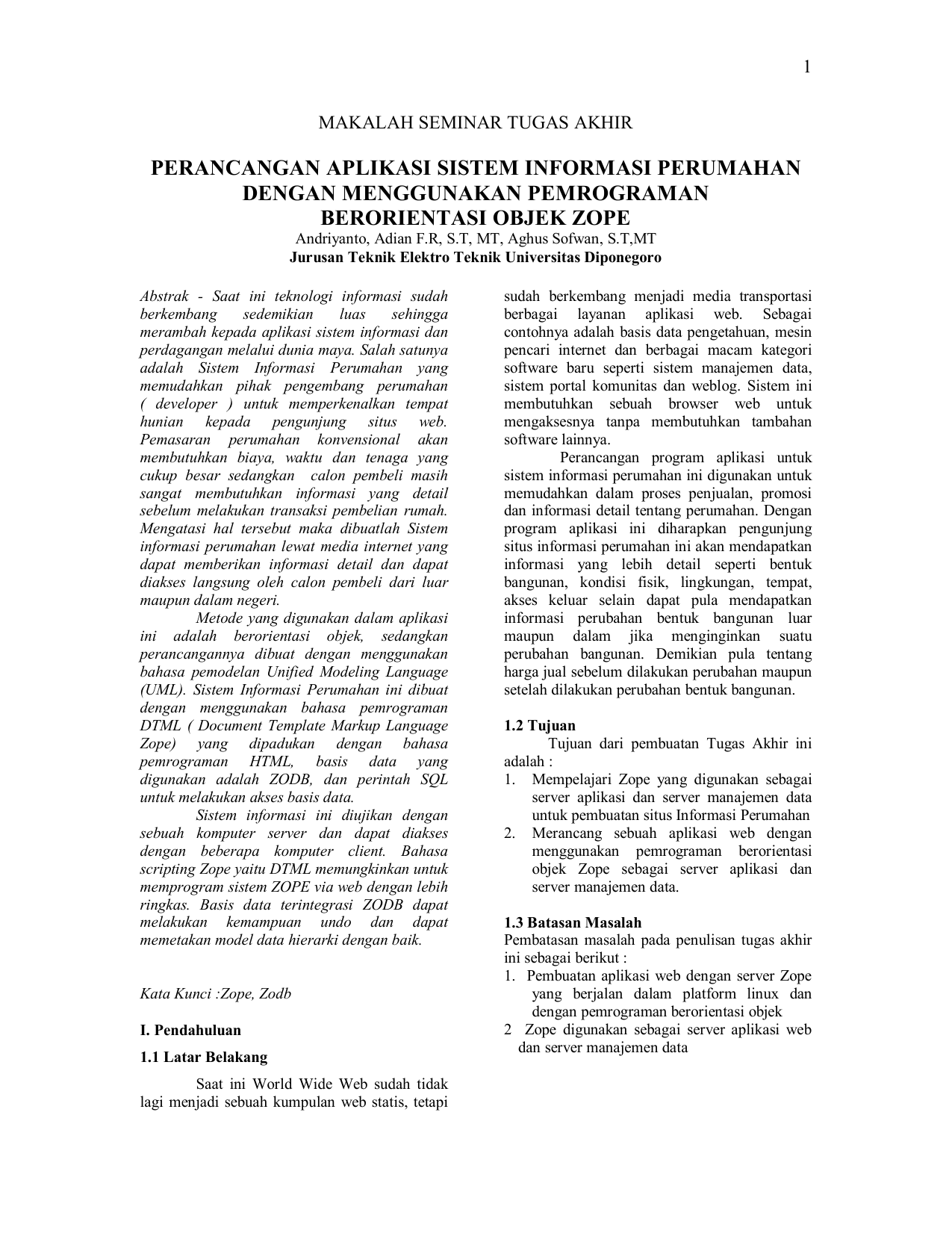 Skripsi Elektro Arus Lemah Ide Judul Skripsi Universitas