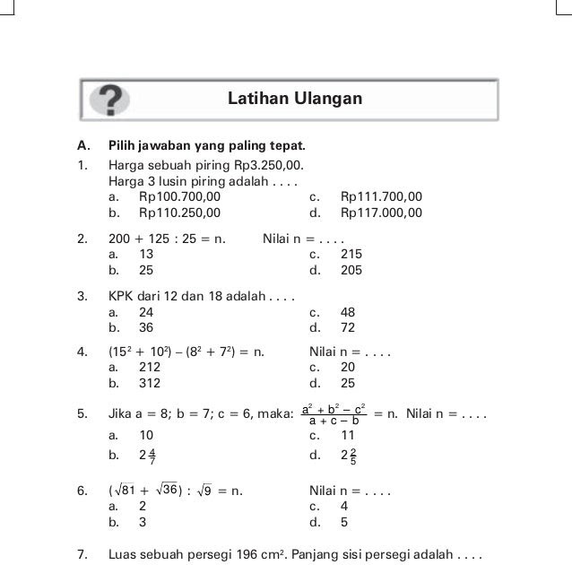 Contoh Latihan Soal: Soal Matematika Sd Kelas 6 Akar Pangkat 3