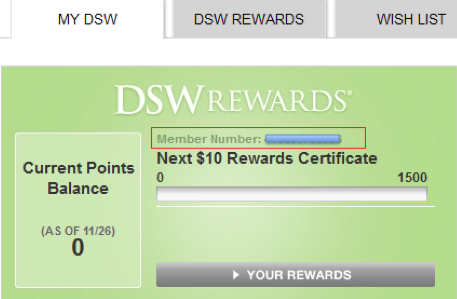 create dsw account with member number