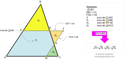 Problema de Geometría 97: Triangulo, Paralelas, Área, Semejanza