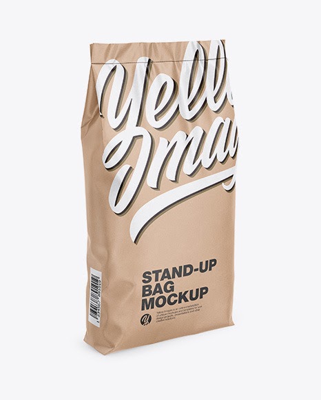 5 Sausages Pack Mockup Half Side View Kraft Stand Up Bag Mockup Half Side View In Bag Sack Mockups