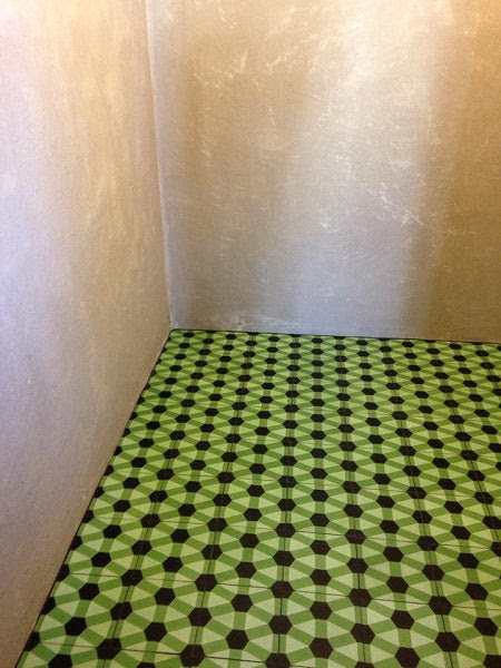 A bold geometric pattern for the lavatory. A bold geometric pattern for the lavatory.
