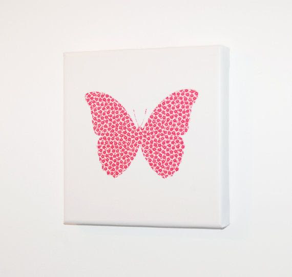 Butterfly canvas print, girls room, baby shower, baby | butterfly