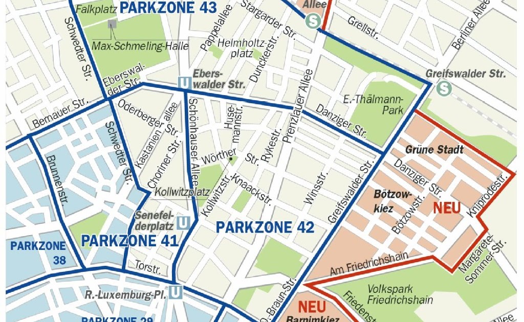 Parkraumbewirtschaftung Berlin Friedrichshain Karte | Landkarte