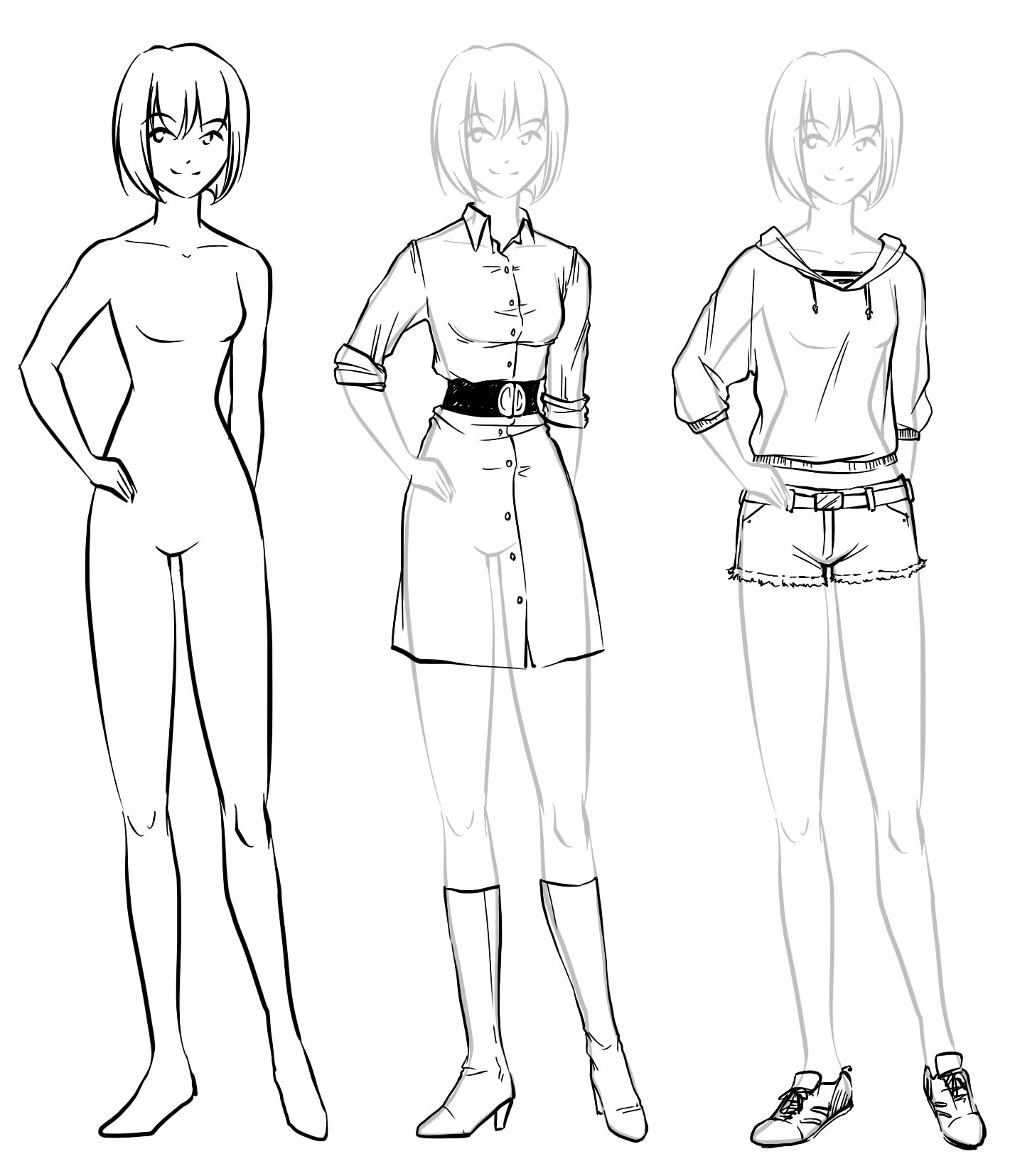 Standing Full Body Anime Girl Poses