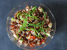 Verrine de quinoa rouge et blanc vegan vegetalien