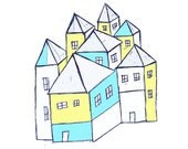 Small houses - Limited edition print - Art print - Free shipping - 99heads Small houses - Limited edition print - Art print - Free shipping - 99heads