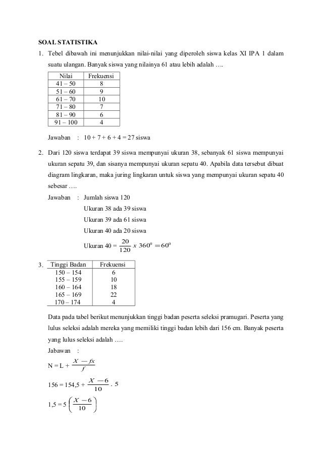 Contoh Soal Statistika Mean Median Modus