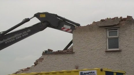 The house being demolished