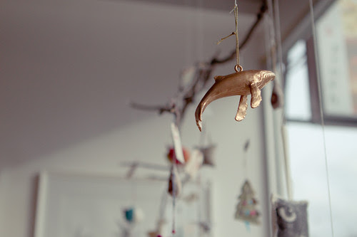 Golden whale ornament