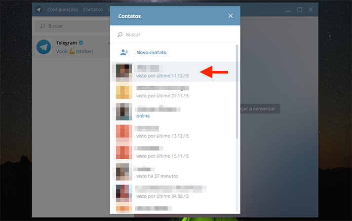 Iniciando um chat com um contato do Telegram no PC (Foto: Reprodução/Marvin Costa)