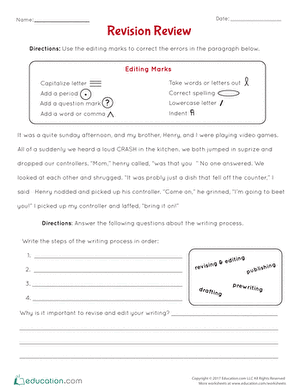Paragraph Editing Worksheets 4Th Grade - Revising And Editing