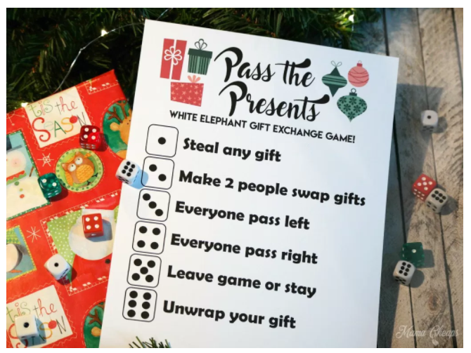 Family Gift Exchange White Elephant Game With Dice