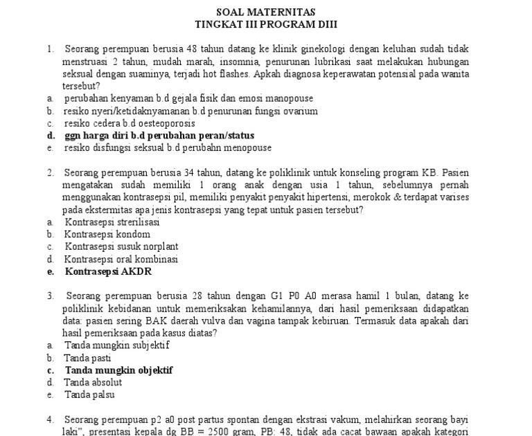 Keperawatan Maternitas Kumpulan Soal