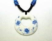 Ceramic jewelry white porcelain pendant necklace heart broken china necklace oriental style flowers pattern - dermusensohn2000 Ceramic jewelry white porcelain pendant necklace heart broken china necklace oriental style flowers pattern - dermusensohn2000