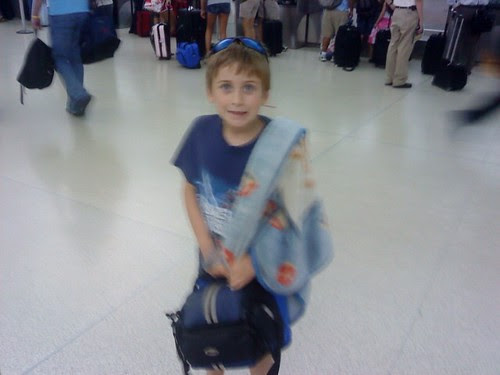 Jacob getting ready for his first flight