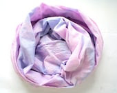 SALE 30% Hand dyed shawl in shades of white pink purple and blue - extra large summer cotton scarf or wrap - LilacCadillac