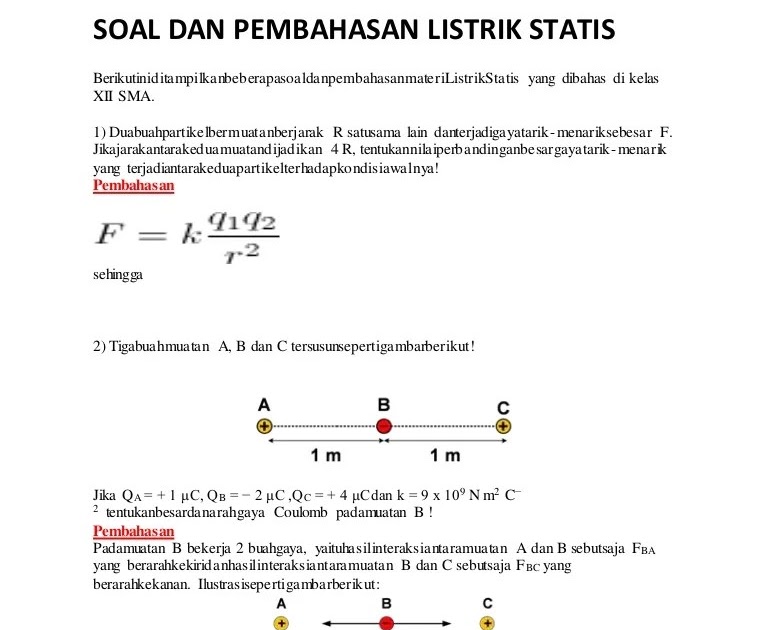 Kumpulan Soal Dan Pembahasan Listrik Statis Kelas 12 - Senang Belajar
