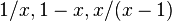 1/x, 1-x, x/(x-1)
