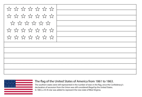 us flag 34 stars 1861 1863 coloring page