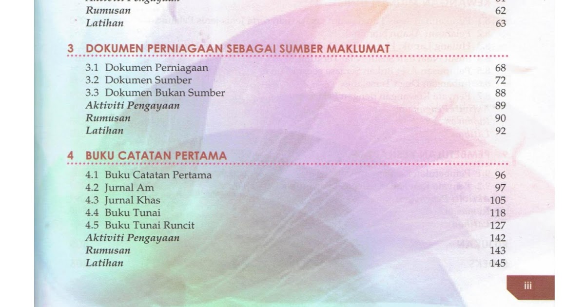 Kandungan Buku Teks Prinsip Perakaunan Tingkatan 4  Buku Teks Digital