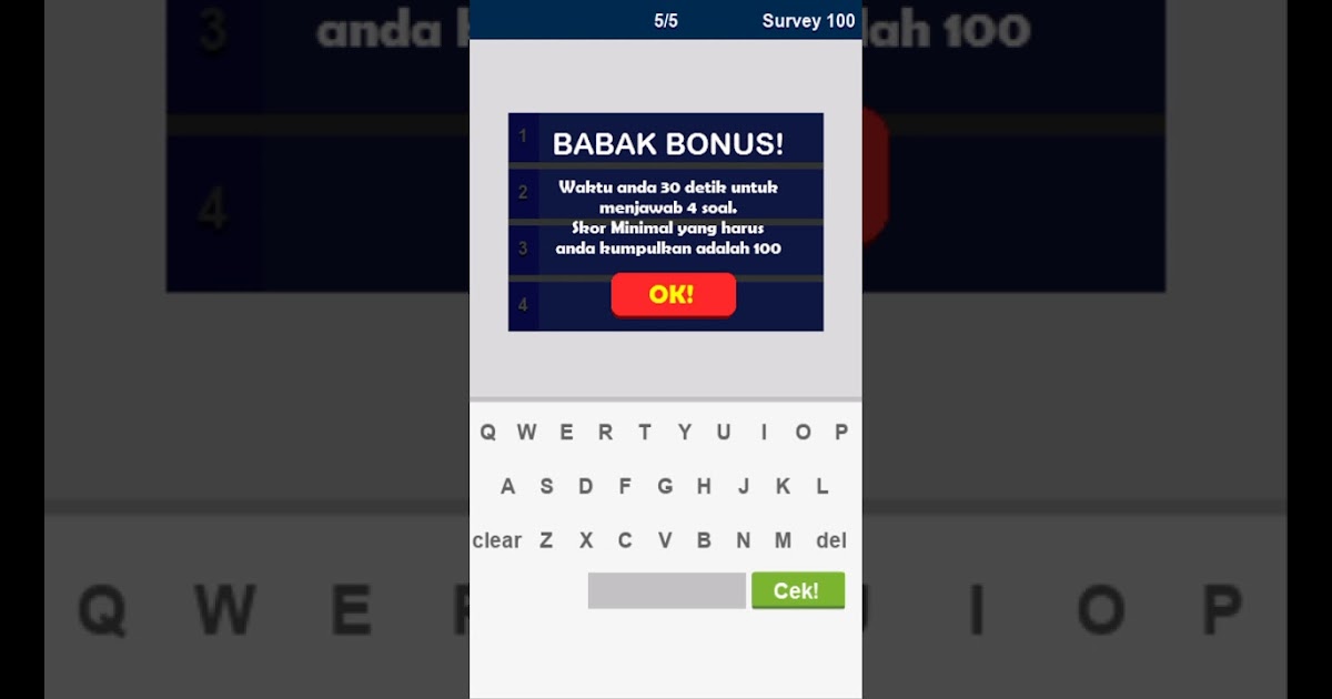 Kunci Jawaban Babak Bonus Super Family100 Jurus Soal