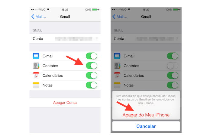 Desativando a sincronização de contatos do Mail com a agenda do iOS (Foto: Reprodução/Marvin Costa)