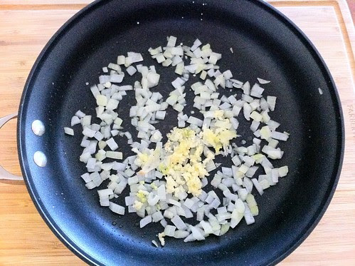 Minced Garlic Added to Translucent Onions