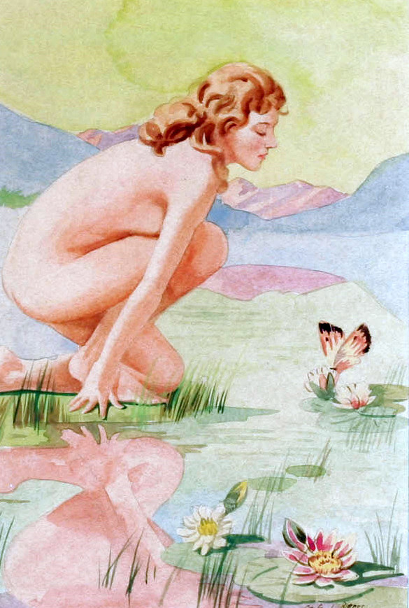 Kneeling Nude By Reflecting Pond Kneeling Nude By Reflecting Pond