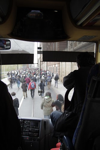 Bus blocked by student protest