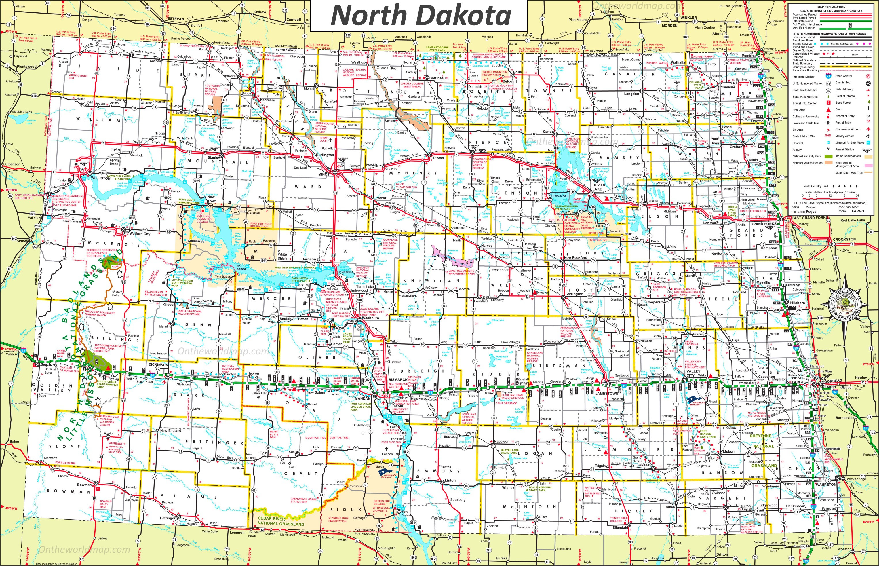 North dakota in us map