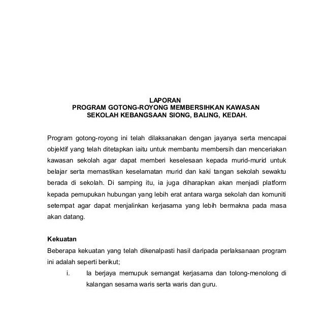 Contoh Laporan Kampung Kb