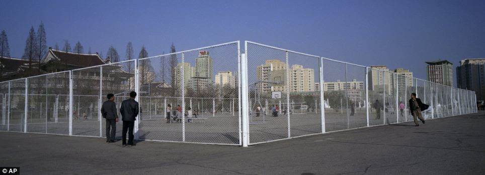 basketball at a public court in Pyongyang
