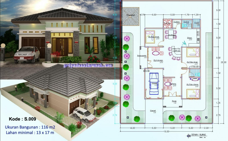 Denah Rumah  2  Lantai Model 2019 Denah Rumah  1 Lantai 3 