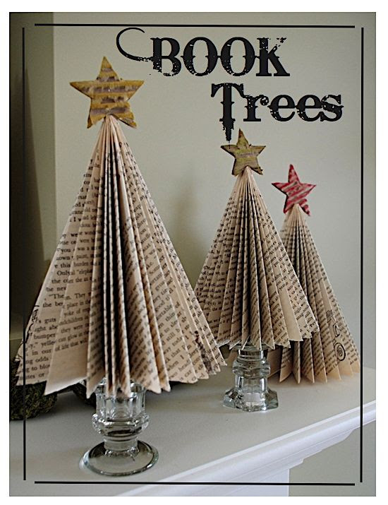 Creative "Try"als: Book Tree Tutorial - Is it too early for Christmas? - I could see this being made with colourful wrapping paper as well.