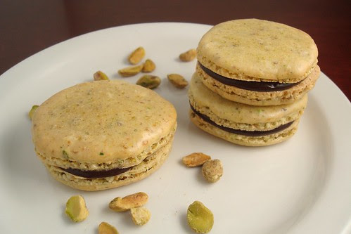 Pistachio Macarons with Chocolate Ganache