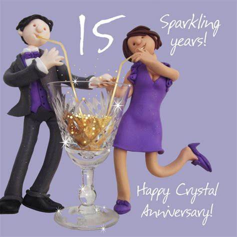 Happy 15th Crystal Anniversary Greeting Card One Lump or Happy 15th Crystal Anniversary Greeting Card One Lump or
